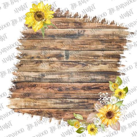 Sunflower Barnwood Frame Back Splash Rustic Frame Clipart Instant