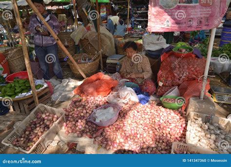 Myanmar Bagan Fruit Vegetable Wet Market Editorial Image Image Of
