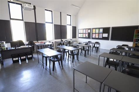 Sunlit Modern Elementary School Classroom Stock Image Image Of