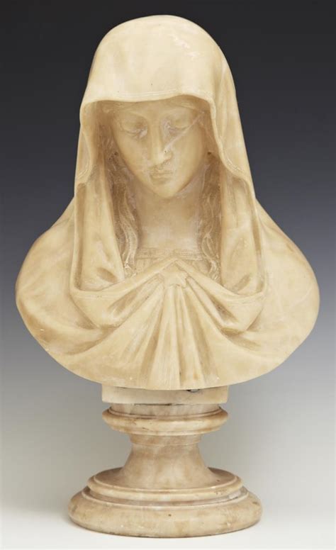 Unknown Carved Alabaster Bust Of The Virgin Mary Mutualart