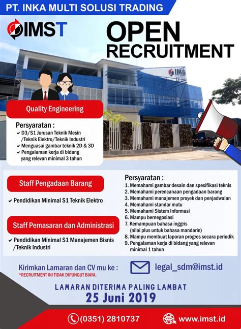 Setiap rang membutuhkan pekerjaan untuk menghidupi kebutuhan hidupnya. Loker BUMN Terbaru di PT INKA MULTI SOLUSI TRADING - POSKERJAMEDAN.COM