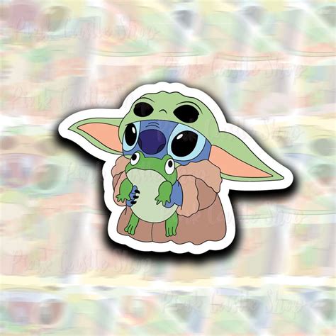 Stitch Baby Yoda The Child Sticker Baby Yoda Sticker Stitch Etsy España