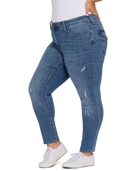 Seven7 Plus Size Mid Rise Flap Pocket Skinny Jeans Macys