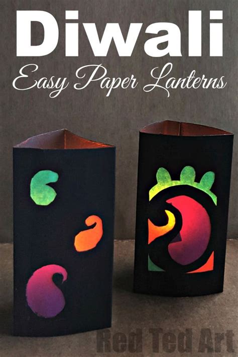 Easy Paper Lantern Kids Diwali Red Ted Art Make Crafting With Kids