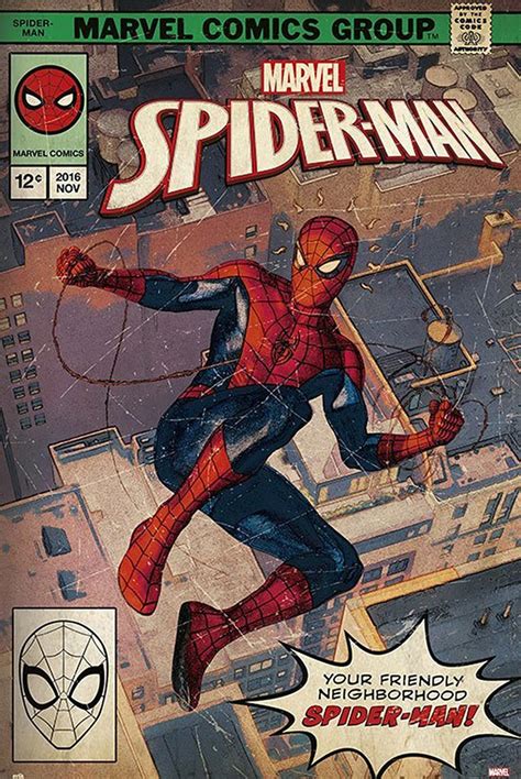 Marvel Poster Spider Man Comic Front Spiderman Poster Retro Poster Comic Poster