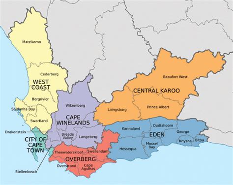 District And Sub District Level Map Of Western Cape