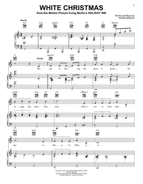 White Christmas Sheet Music By Irving Berlin Piano Vocal And Guitar