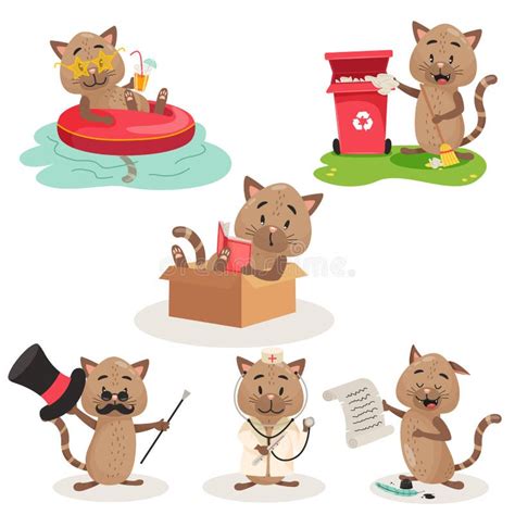 Cats Doing Gymnastics With Dumbbells Stock Illustration Illustration