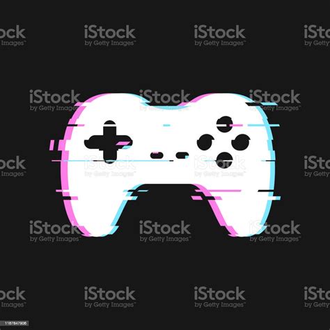 Glitched Icon Of Gamepad Vector Illustration Isolated Joystick With