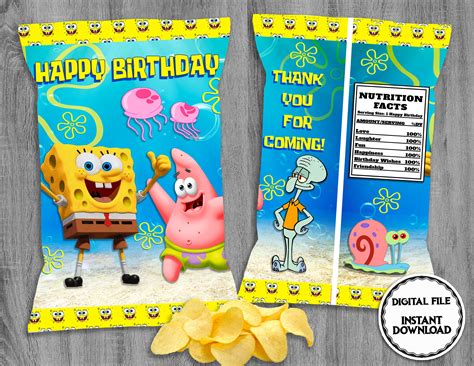 spongebob party kit digital spongebob birthday party etsy