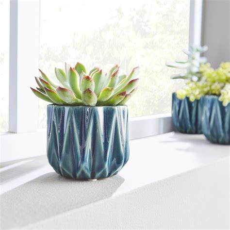 better homes and gardens devi 4 inch round ceramic planter teal