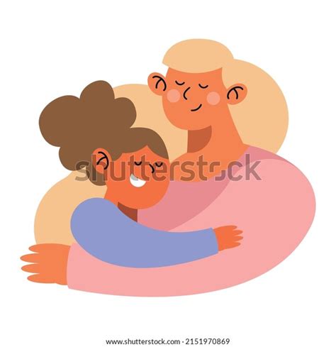 Blond Mother Hugging Daughter Character Stock Vector Royalty Free