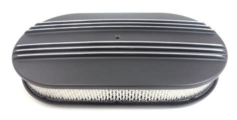 15″ X 2″ Dual Finned Cast Aluminum Black Oval Air Cleaner Kit Racing