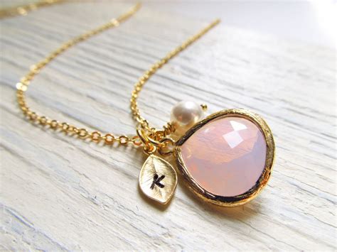 Opal Necklace Gold October Birthstone Necklace Personalized Etsy