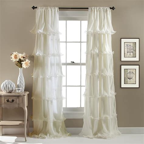 Lush Decor Nerina Curtain Sheer Ruffled Textured Window Panel For