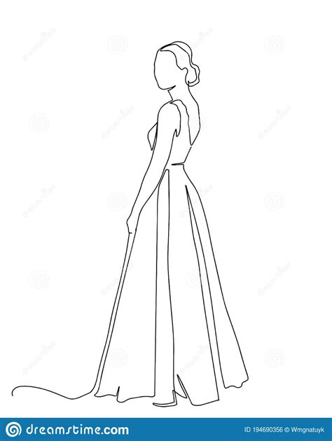 Bride Drawing In One Continuous Line One Line Of A Bride Wearing A