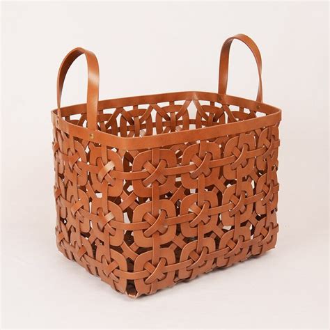 Au Natural Inherent Weaving Basket Large Leather Basket Leather