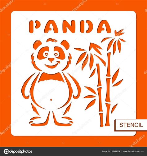 Stencil Children Panda Bamboo Template Laser Cutting Wood Carving Paper