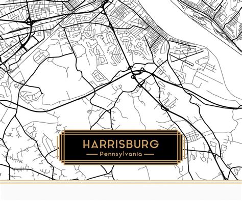 Harrisburg Pennsylvania City Map Harrisburg Pennsylvania Wall Etsy