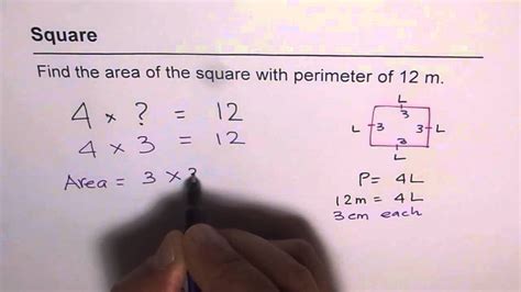 104 Find Area Of Square From Given Perimeter Youtube