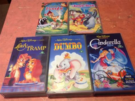 Disney Vhs Tapes X Dumbo Bambi Jungle Book Conderella Lady Tramp Picclick