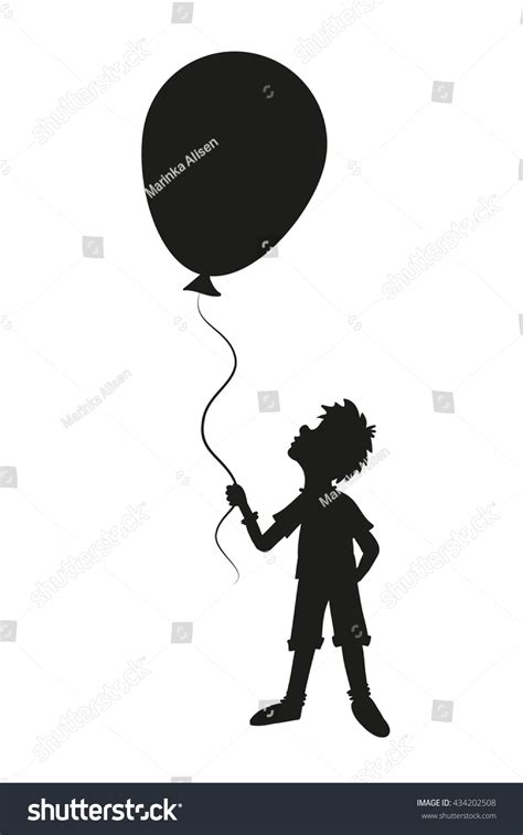 Boy Balloon Silhouette Isolated Vector Stock Vector 434202508