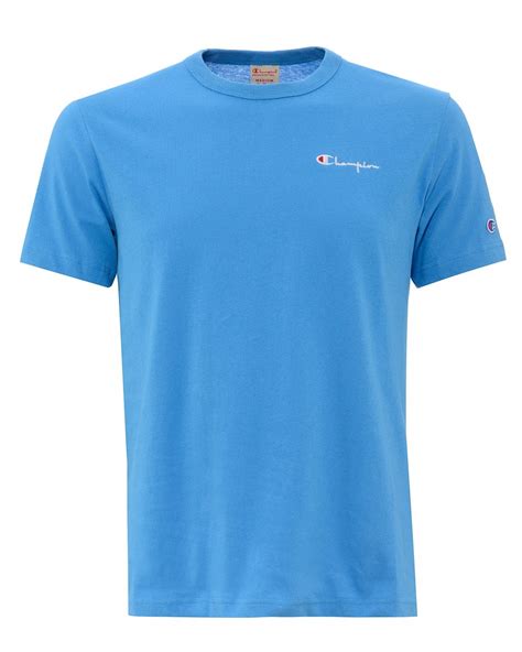 Champion Mens Small Logo Script T Shirt Blue Tee