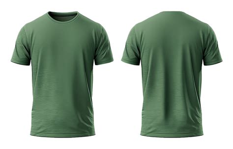 Ai Generated Green Plain T Shirt Mockup Front And Back View Isolated