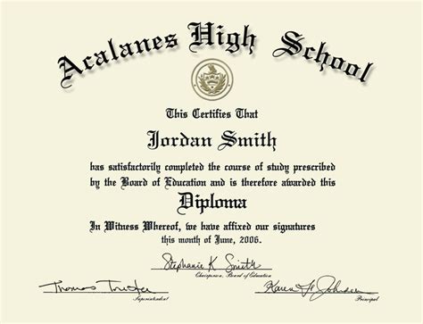 Free Printable High School Diploma Template With Seal Printable Word