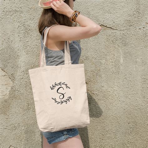 Personalized Canvas Tote Bag Initial Tote 3 Sizes To Choose Etsy
