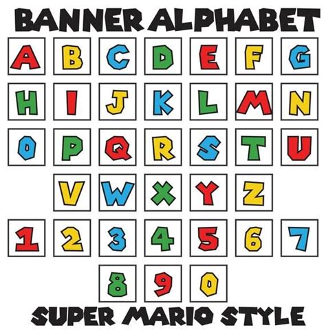 All Letters A Z And Numbers 0 9 In Mario Style Each Banner Flag Is A 75