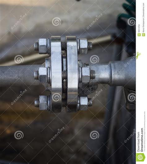 Close Up Steel Pipe Flange Connected Stock Photo Image Of Steel