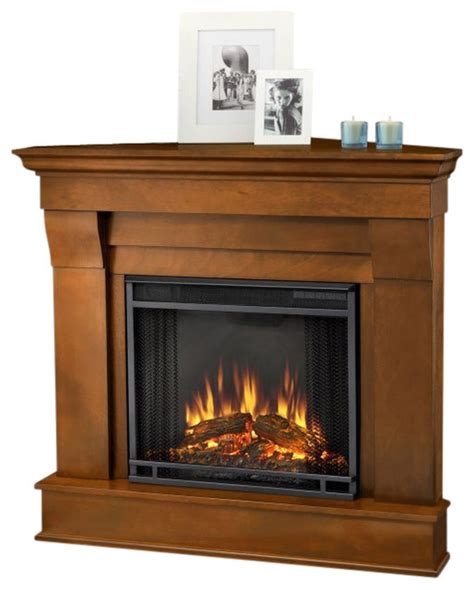 Freestanding mantel electric fireplace with 30 in. Real Flame Chateau Electric Corner Fireplace in Espresso ...