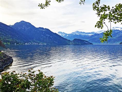 A View Of The Lake Lucerne Or Vierwaldstaetersee And Swiss Alps From