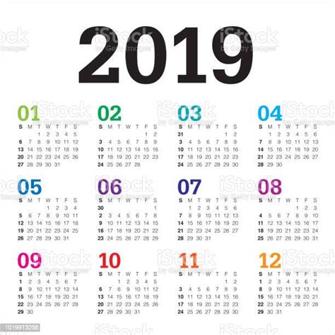 年 2019年カレンダー ベクター デザイン テンプレート 2019年のベクターアート素材や画像を多数ご用意 2019年