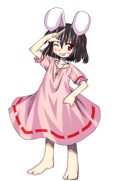 Same No Hito Inaba Tewi Touhou 1girl Animal Ears Barefoot Black