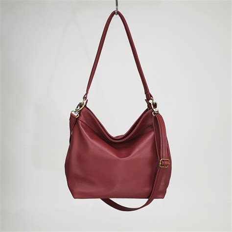 Red Leather Hobo Bag Slouchy Leather Purse For Women Laroll Bags