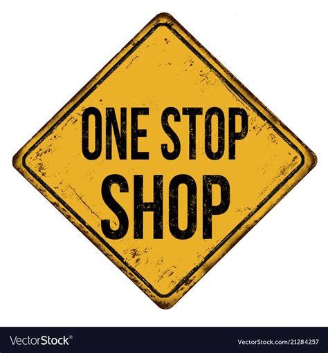 One Stop Shop Vintage Rusty Metal Sign Royalty Free Vector