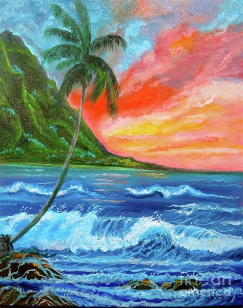 Hawaiian Sunset Painting By Jenny Lee Pixels