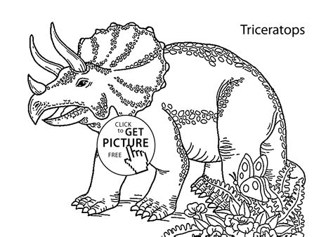 Triceratops dinosaur smiling coloring pages for kids, printable free