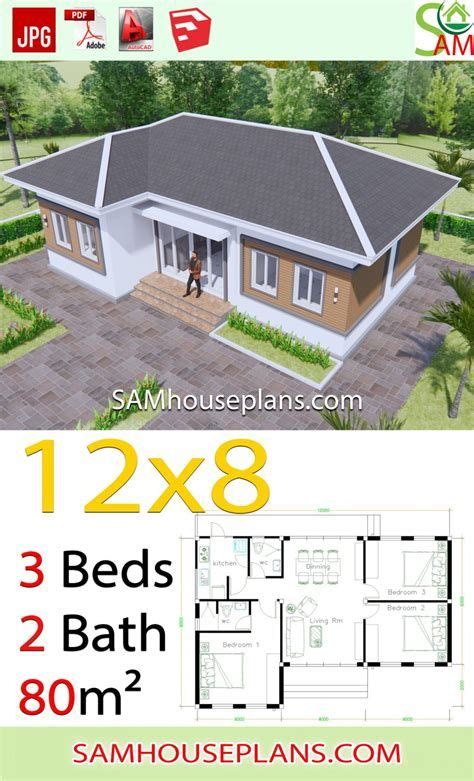 House Plans 9x7 With 2 Bedrooms Hip Roof House Plans 3d