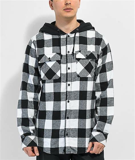 Empyre Prime Black And White Hooded Flannel Shirt