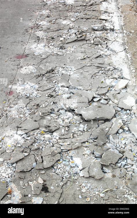 Cement Fracture Surface Destruction Construction Of The Road Stock