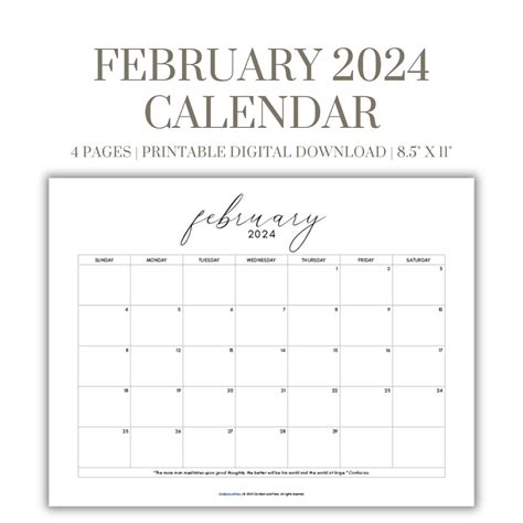 February 2024 Calendar Holidays February 2024 Printable Pdf Portrait