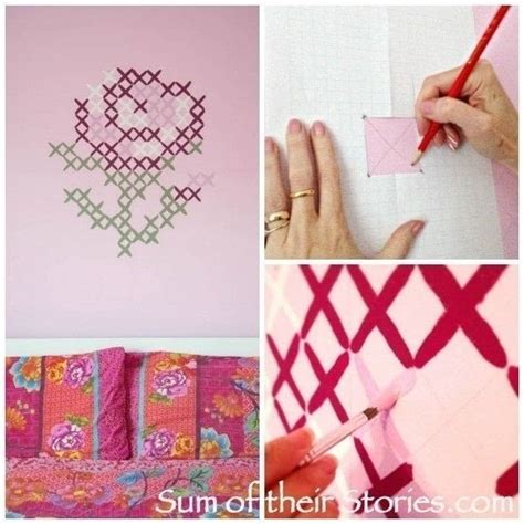 Simple Cross Stitch Mural · How To Make Wallpaper A Wall Painting