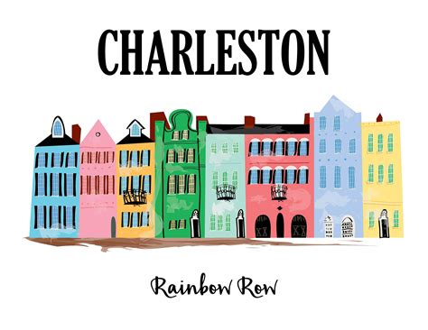 Charleston Print Diy Illustration T Artwork Wall Etsy Rainbow