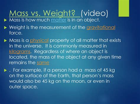 Mass Vs Weight And Gravity Ppt Download