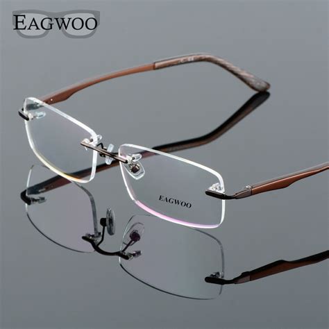 Aluminum Alloy Rimless Optical Frame Prescription Men Eyeglasses Frameless Glasses Reading Light