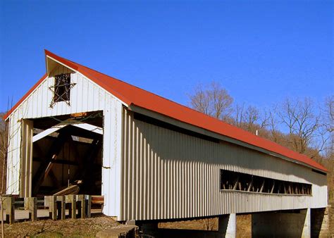 Covered Bridge With Red Roof Free Stock Photo Public Domain Pictures