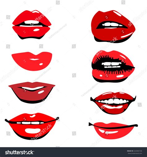 Beautiful Glossy Female Lips Smile Ink Stock Vector Royalty Free